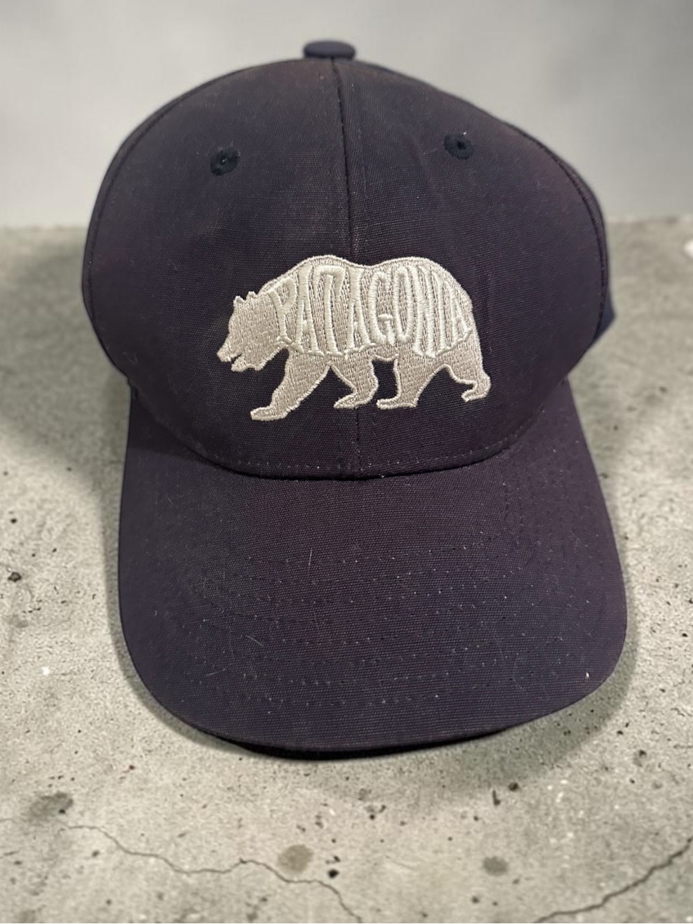 Patagonia Navy Blue Gray Bear Logo Cap Snapback Hat OS